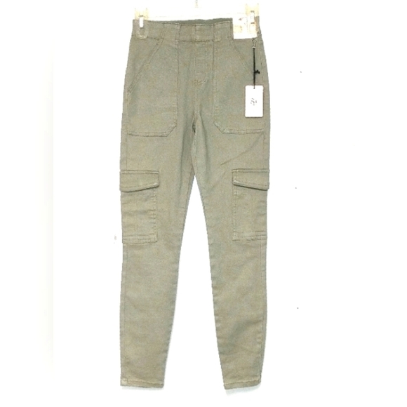 Sincerely Jules youth high rise pull on cargo jeans pants army  green Sze: XS - Picture 1 of 7
